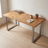 Grove Solid Wood Desk, Cognac finish, steel square legs, lifestyle