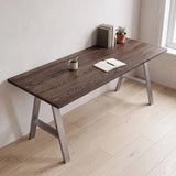 Grove Solid Wood Desk, Espresso finish, steel A-frame legs, lifestyle