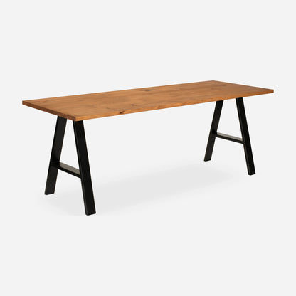 Grove solid wood desk in Cognac with black A-frame legs