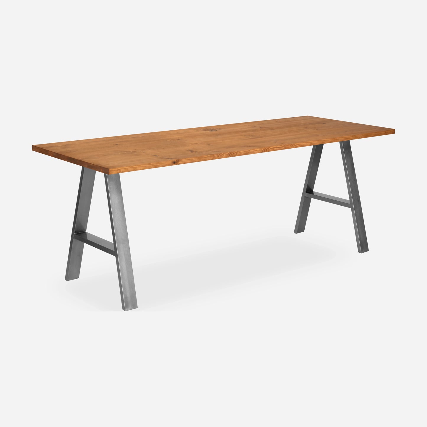 Grove solid wood desk in Cognac with steel A-frame legs