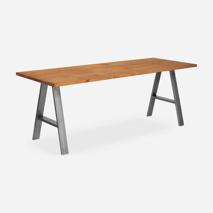 Grove solid wood desk in Cognac with steel A-frame legs