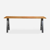 Grove solid wood desk in Cognac with steel A-frame legs