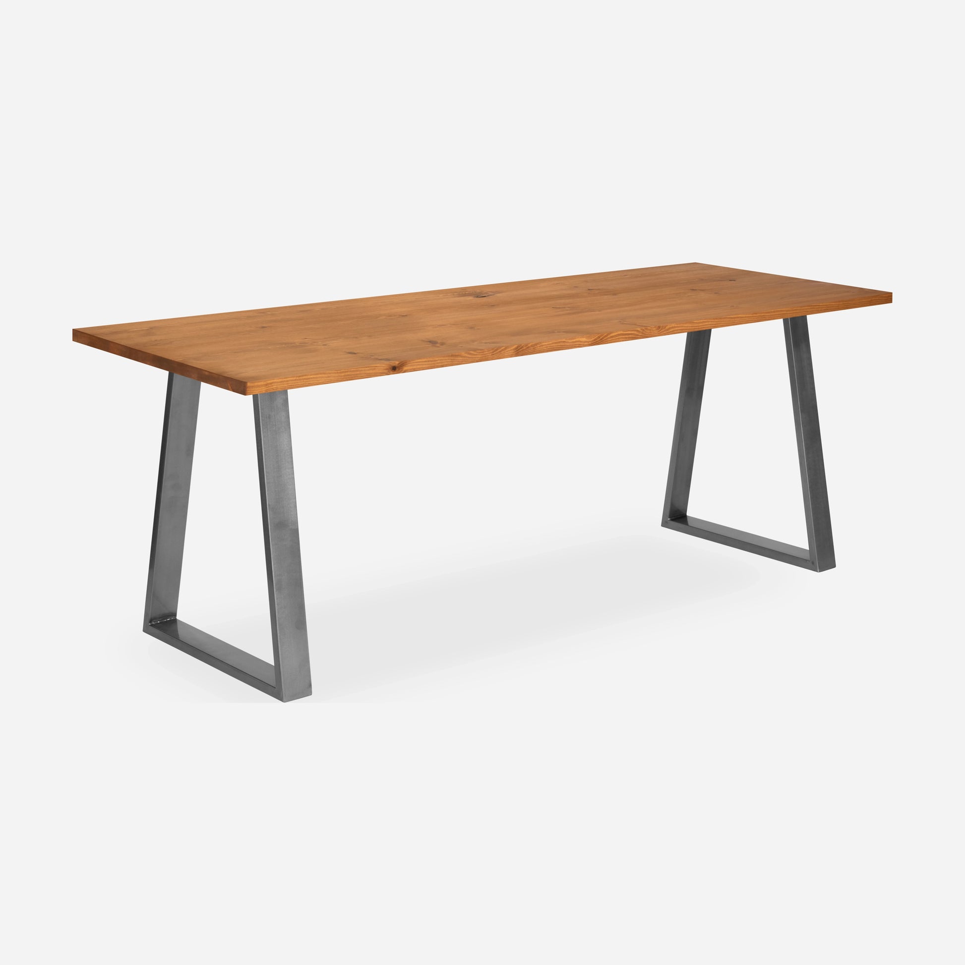 Grove solid wood desk in Cognac with steel trapezium legs