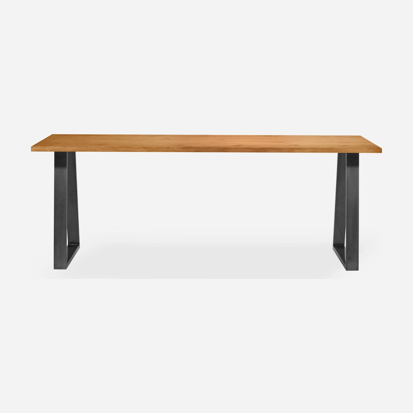 Grove solid wood desk in Cognac with steel trapezium legs