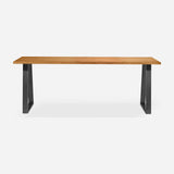 Grove solid wood desk in Cognac with steel trapezium legs