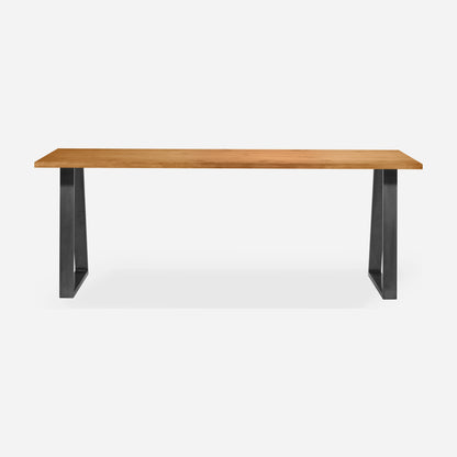 Grove solid wood desk in Cognac with steel trapezium legs