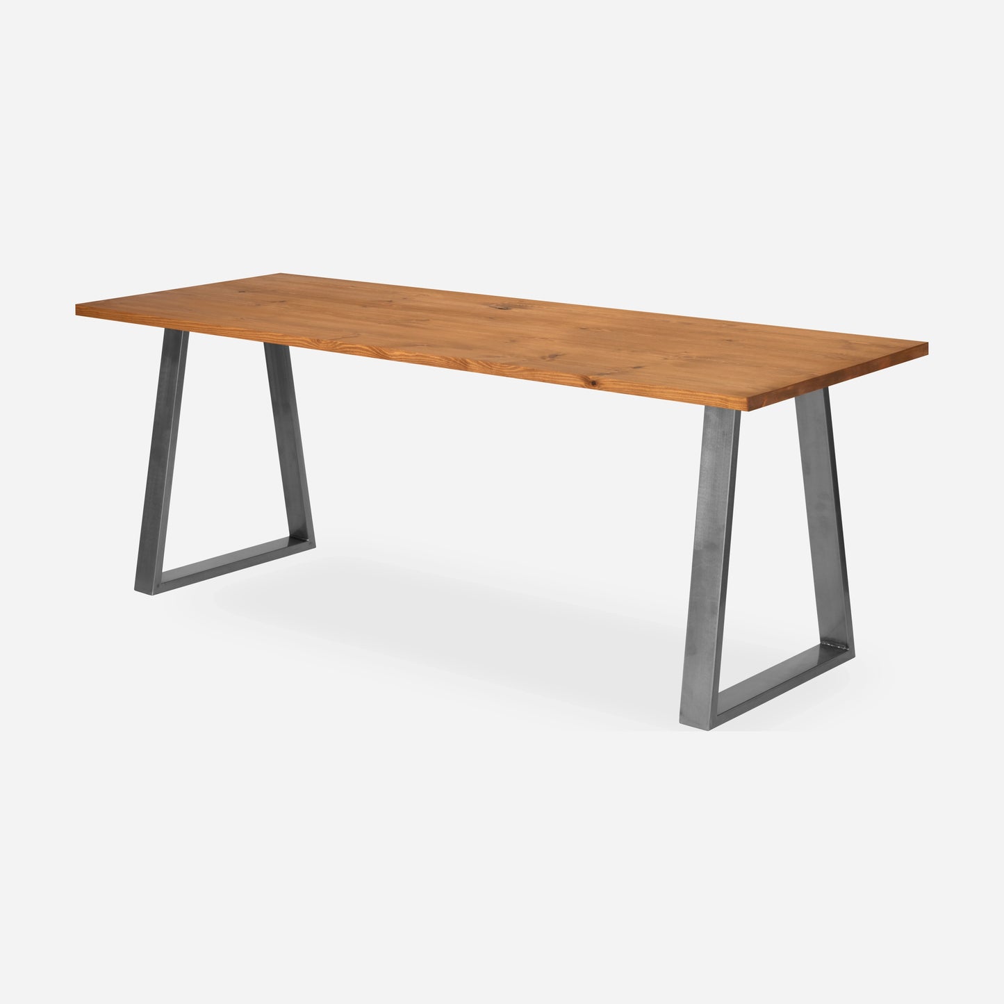 Grove solid wood desk in Cognac with steel trapezium legs