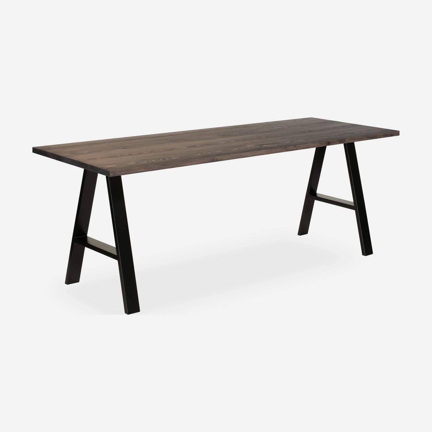 Grove solid wood desk in Espresso with black A-frame legs
