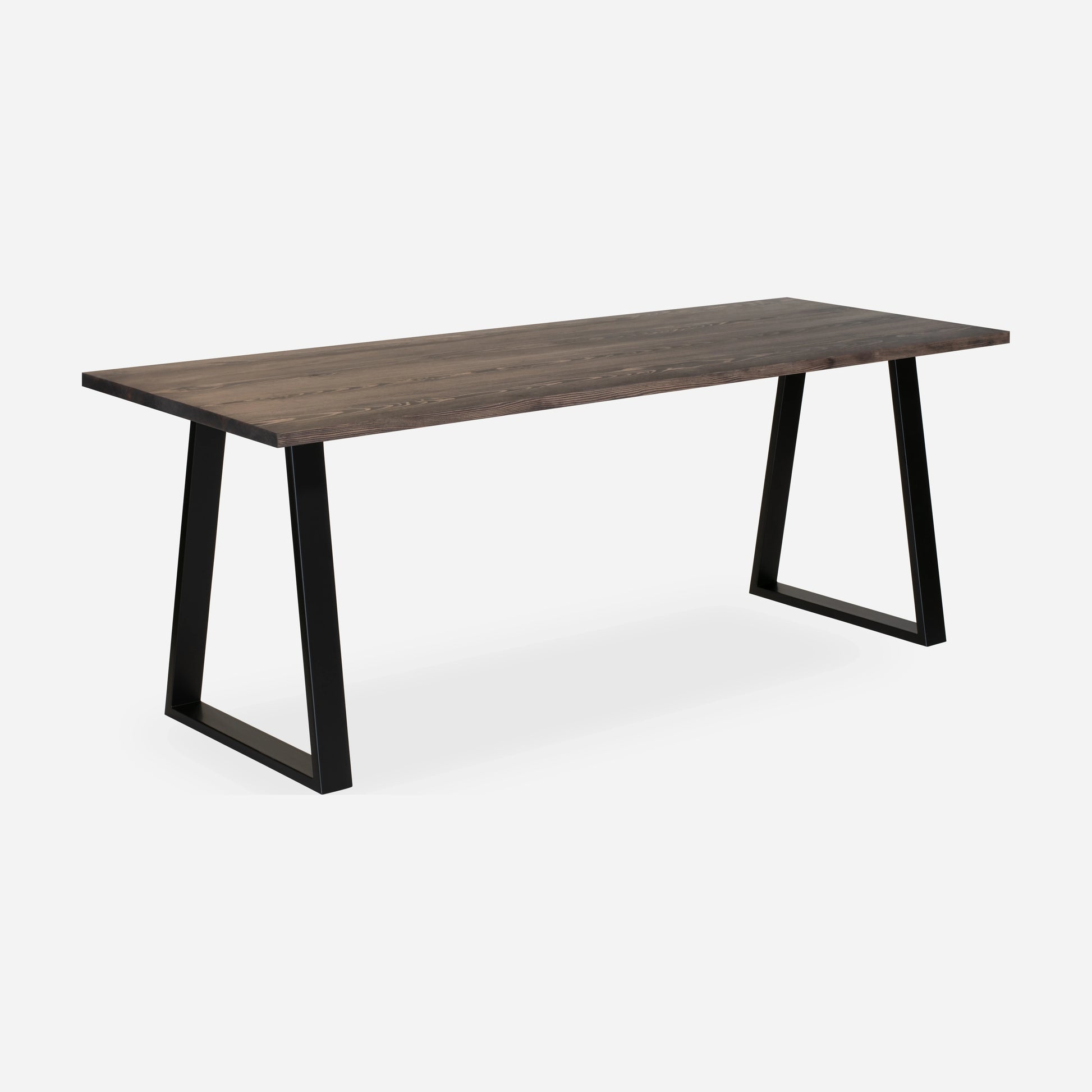 Grove solid wood desk in Espresso with black trapezium legs