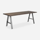 Grove solid wood desk in Espresso with steel A-frame legs