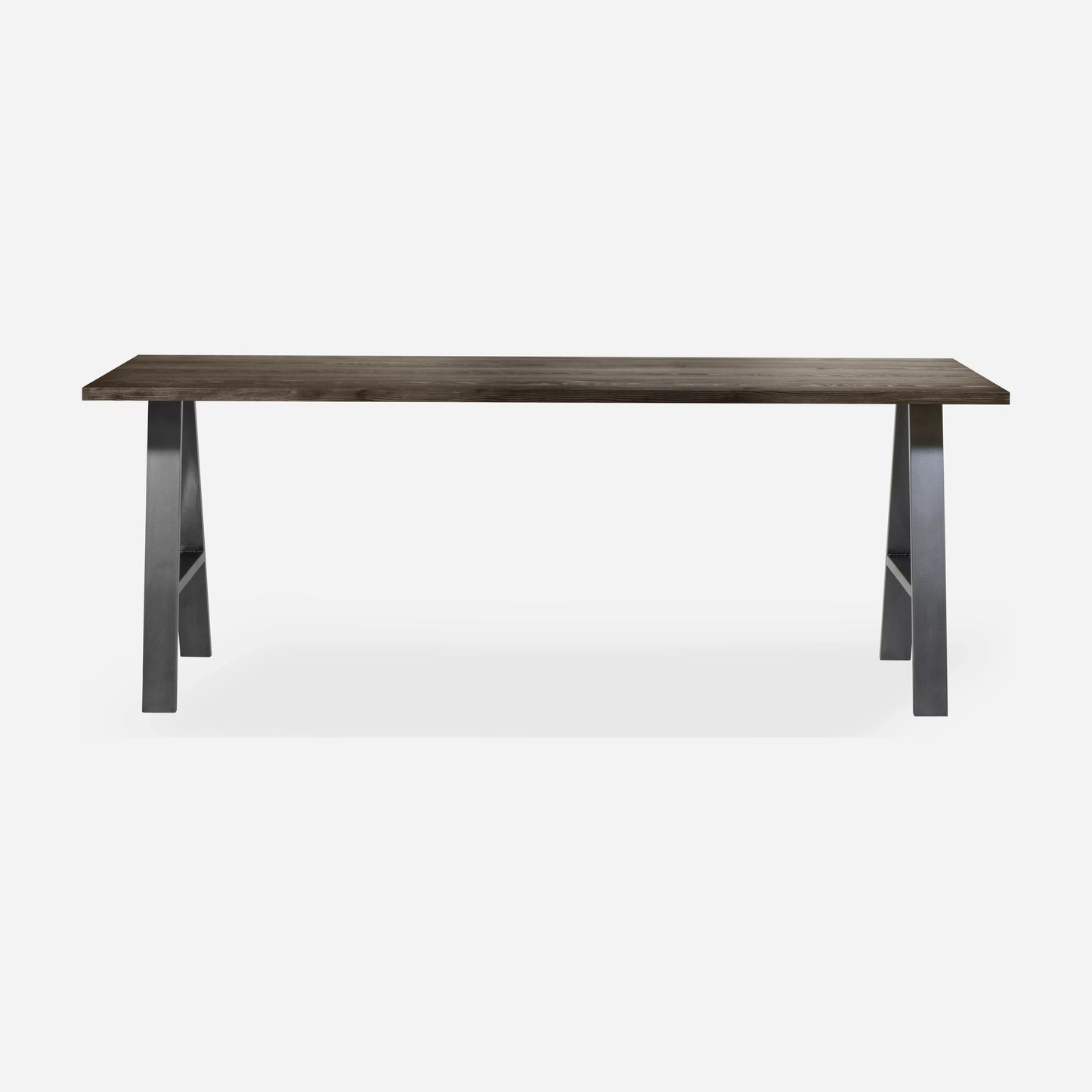 Grove solid wood desk in Espresso with steel A-frame legs