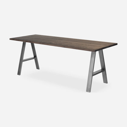 Grove solid wood desk in Espresso with steel A-frame legs