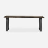 Grove solid wood desk in Espresso with steel trapezium legs