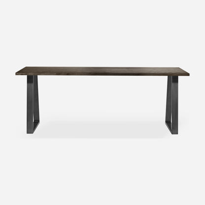 Grove solid wood desk in Espresso with steel trapezium legs