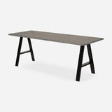Grove solid wood desk in Graphite with black A-frame legs
