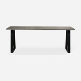 Grove solid wood desk in Graphite with black trapezium legs