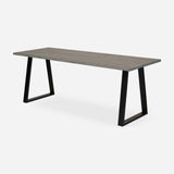 Grove solid wood desk in Graphite with black trapezium legs