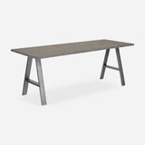 Grove solid wood desk in Graphite with steel A-frame legs