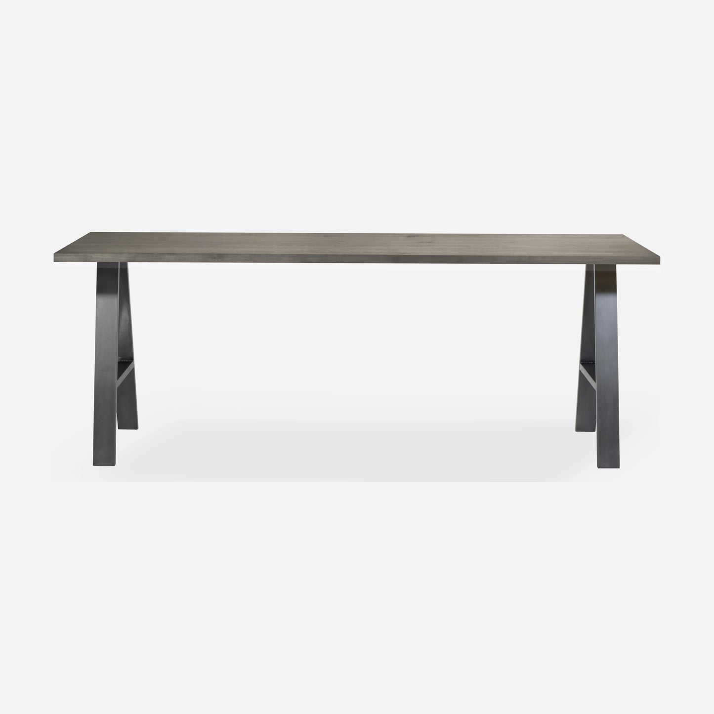 Grove solid wood desk in Graphite with steel A-frame legs