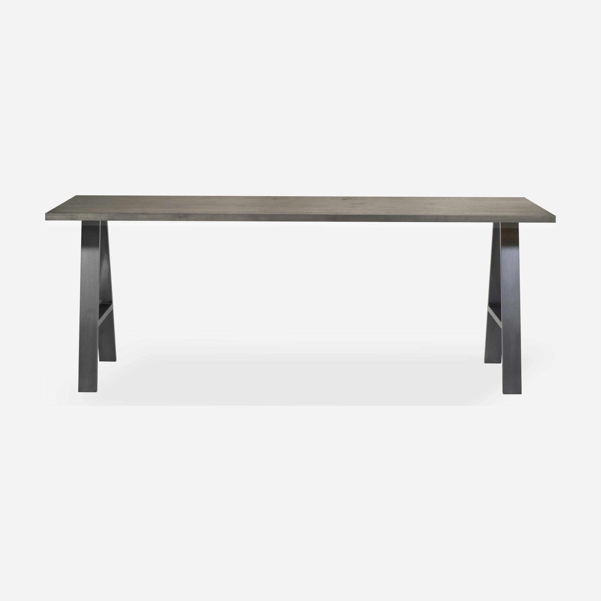 Grove solid wood desk in Graphite with steel A-frame legs