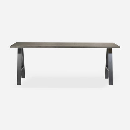 Grove solid wood desk in Graphite with steel A-frame legs