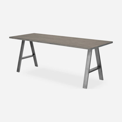 Grove solid wood desk in Graphite with steel A-frame legs