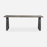 Grove solid wood desk in Graphite with steel trapezium legs