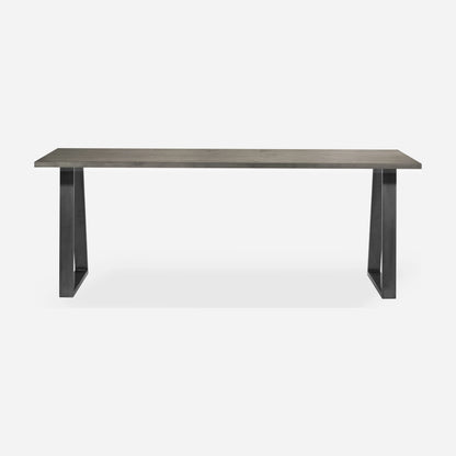 Grove solid wood desk in Graphite with steel trapezium legs
