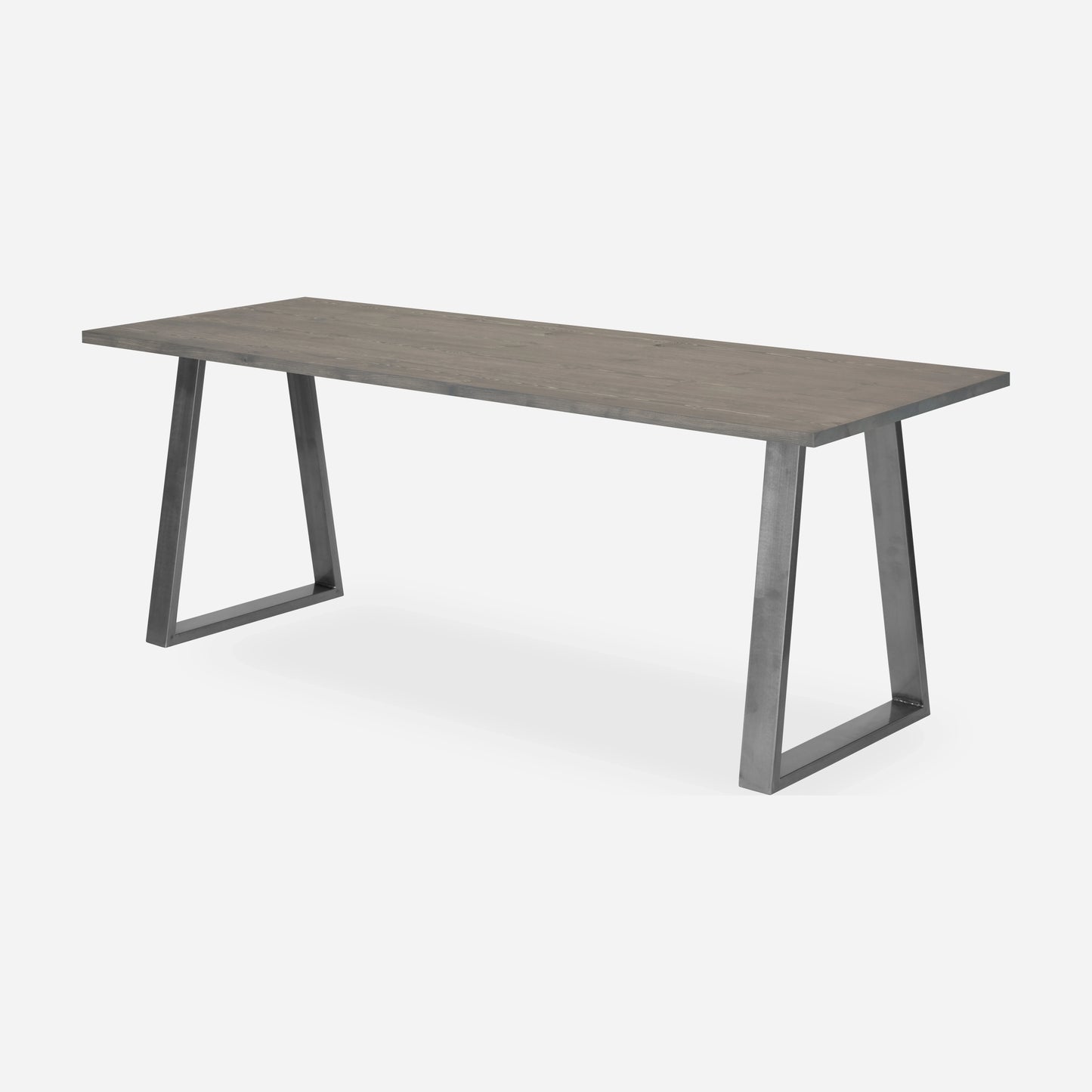 Grove solid wood desk in Graphite with steel trapezium legs