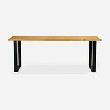 Grove solid wood desk in Honey with black square legs