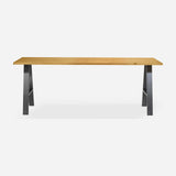 Grove solid wood desk in Honey with steel A-frame legs