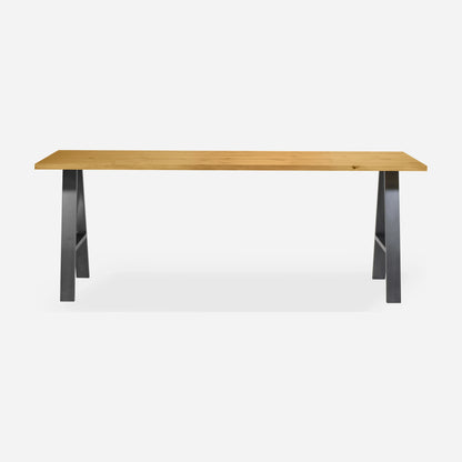 Grove solid wood desk in Honey with steel A-frame legs