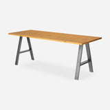 Grove solid wood desk in Honey with steel A-frame legs