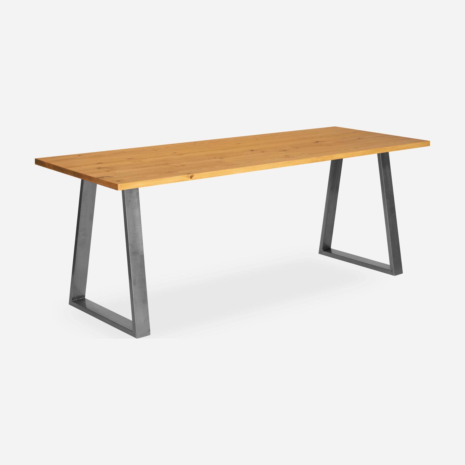 Grove solid wood desk in Honey with steel trapezium legs