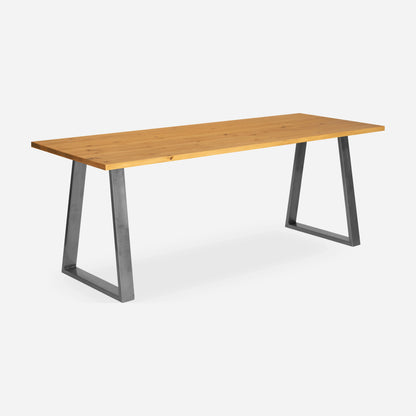 Grove solid wood desk in Honey with steel trapezium legs