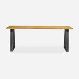 Grove solid wood desk in Honey with steel trapezium legs