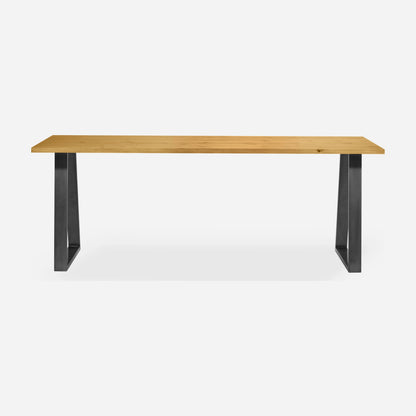 Grove solid wood desk in Honey with steel trapezium legs