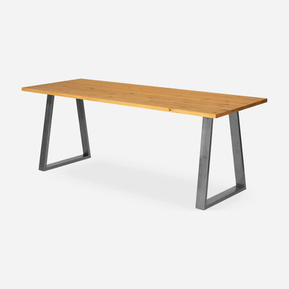 Grove solid wood desk in Honey with steel trapezium legs