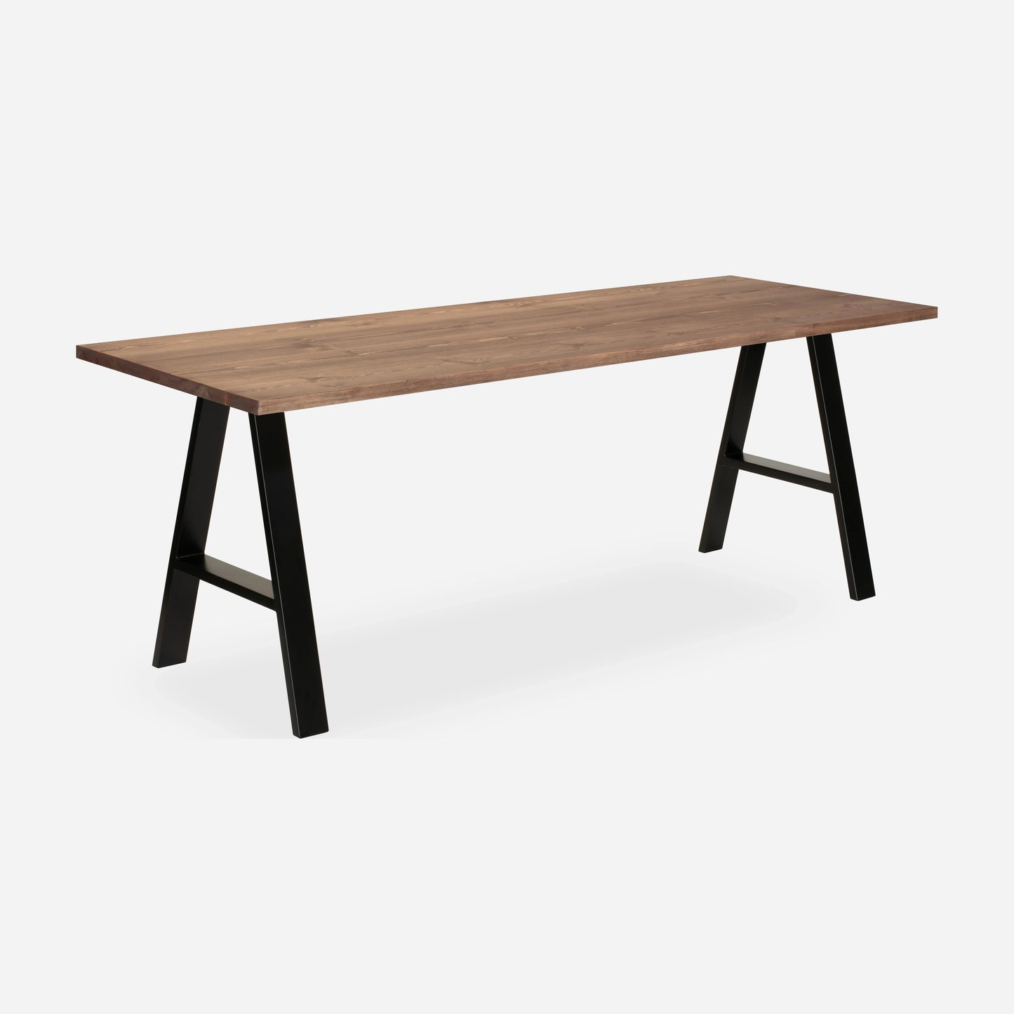 Grove solid wood desk in Tobacco with black A-frame legs