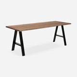 Grove solid wood desk in Tobacco with black A-frame legs
