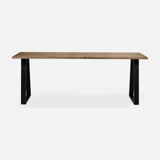 Grove solid wood desk in Tobacco with black trapezium legs