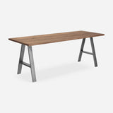 Grove solid wood desk in Tobacco with steel A-frame legs