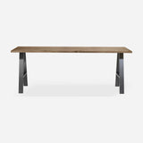 Grove solid wood desk in Tobacco with steel A-frame legs