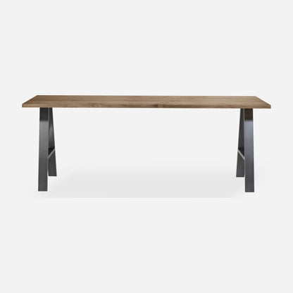 Grove solid wood desk in Tobacco with steel A-frame legs
