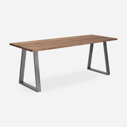 Grove solid wood desk in Tobacco with steel trapezium legs
