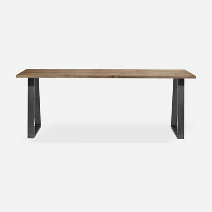 Grove solid wood desk in Tobacco with steel trapezium legs